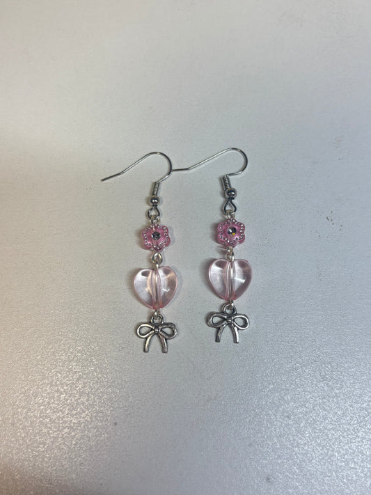 Pink Heart Coquette Earrings