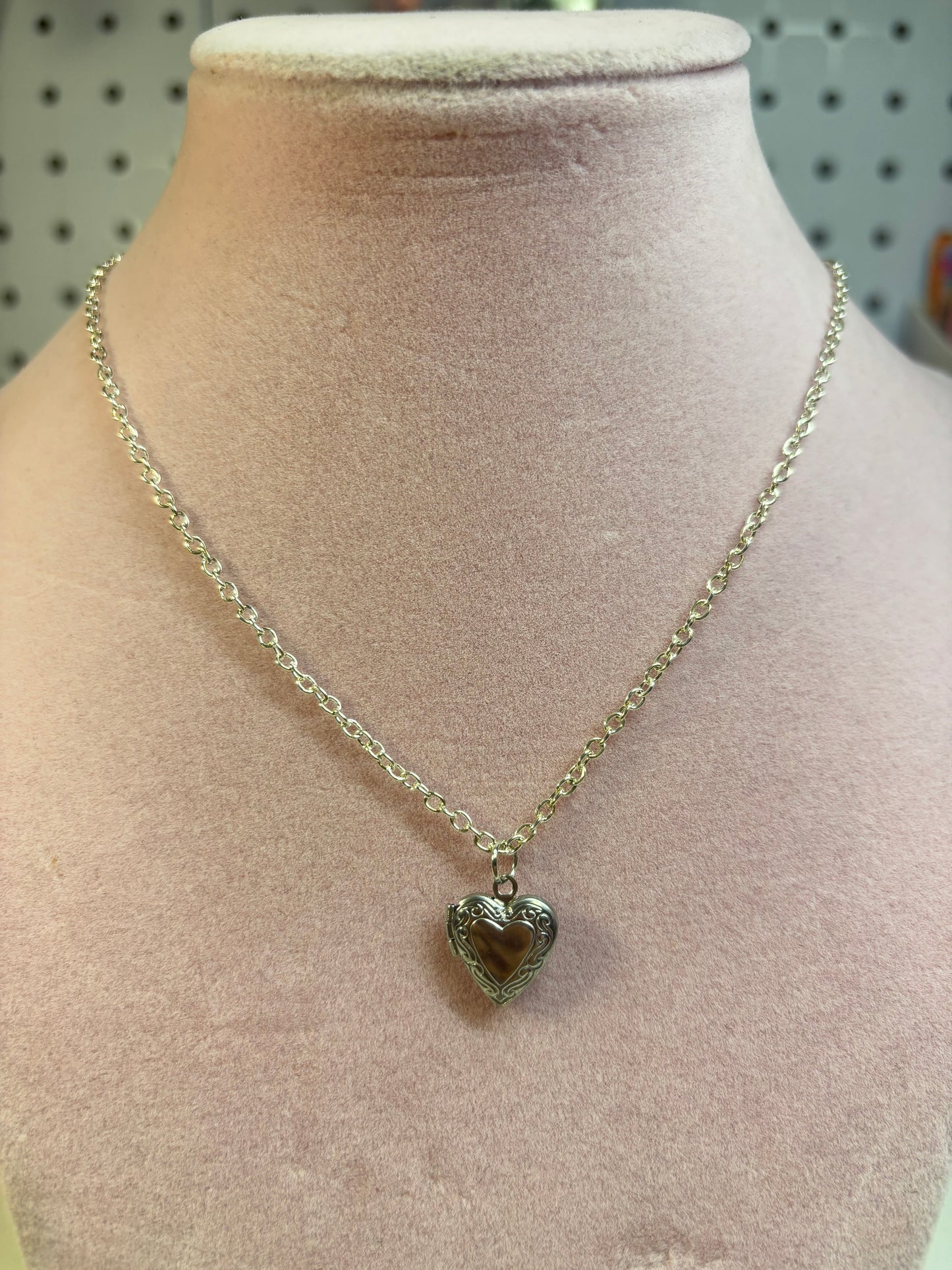 Silver Heart Locket Necklace