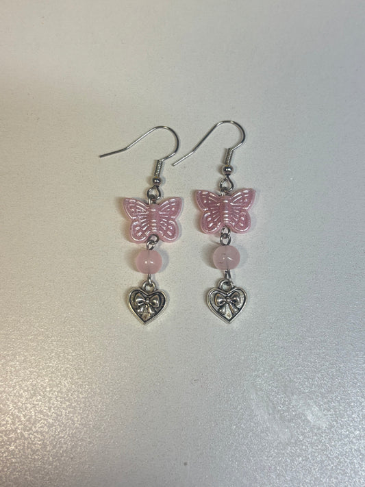 Pink Coquette Butterfly Earrings
